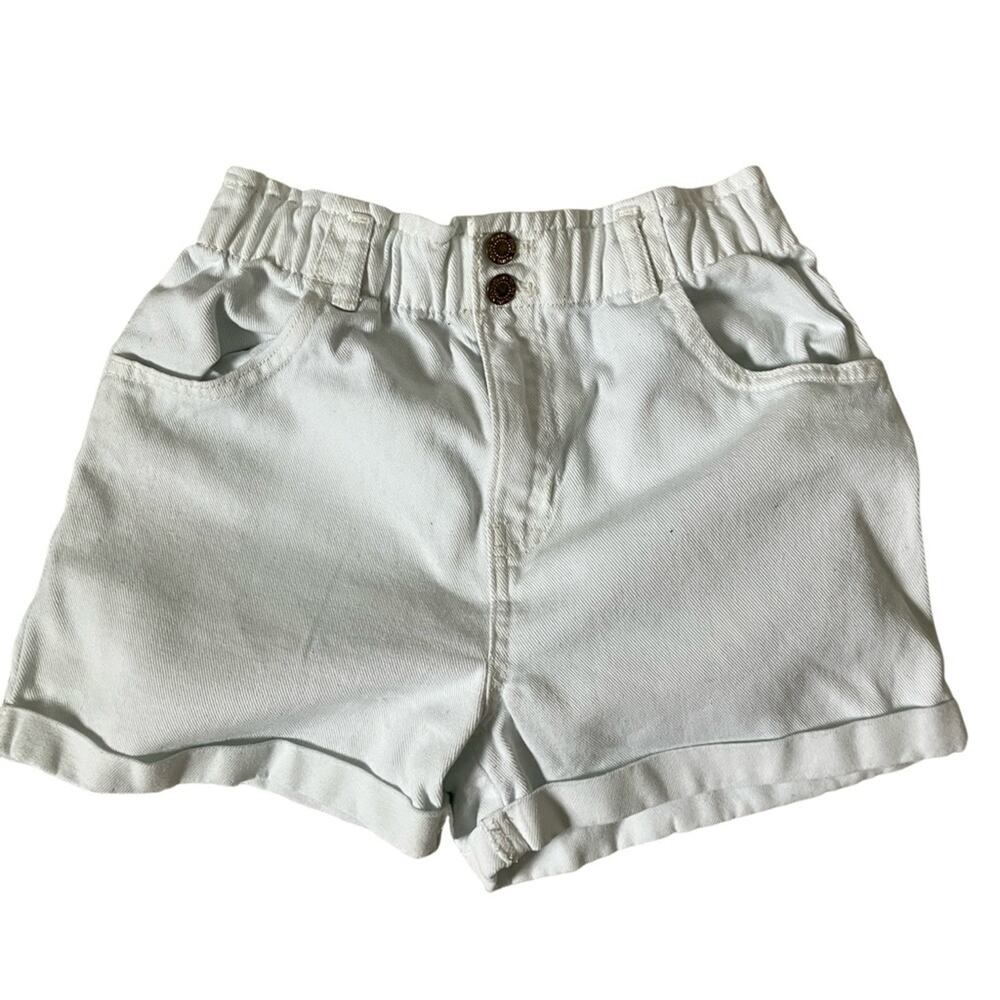H&M White High-Waisted Denim Shorts